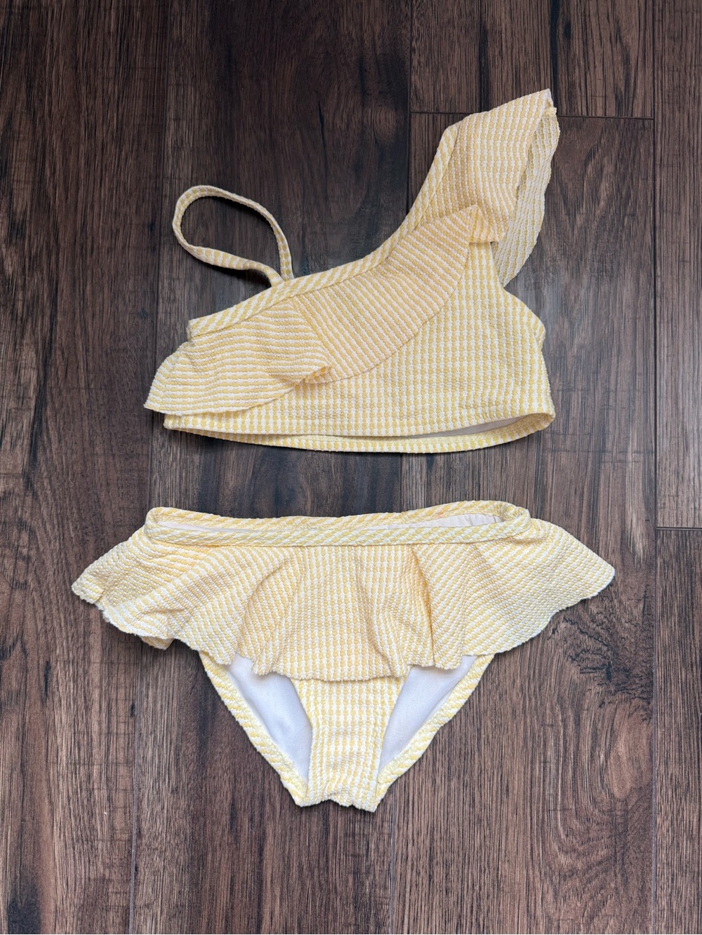 Janie and Jack Yellow Ruffle One-Shoulder Girls Bikini